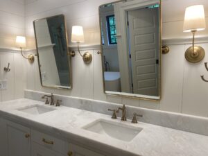 Charlotte plumber remodeling bathroom with a double vanity installation